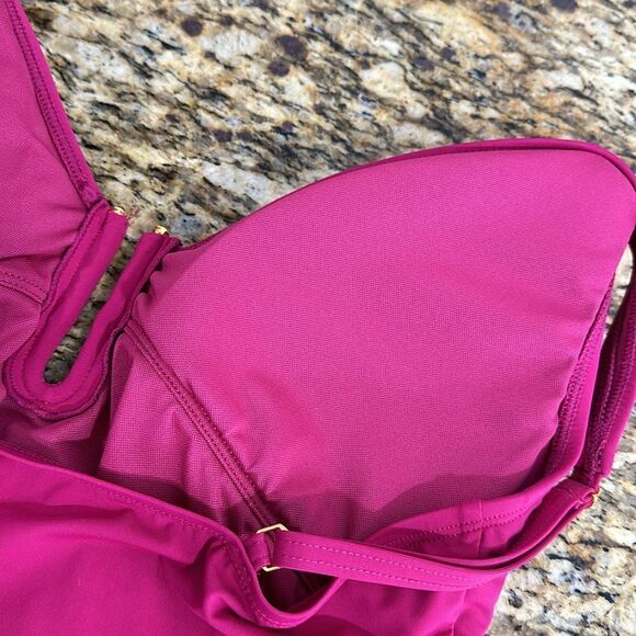 Bleu by Rod Beattie All About U Tankini Top In Dark Pink Size 12 - Picture 4 of 7